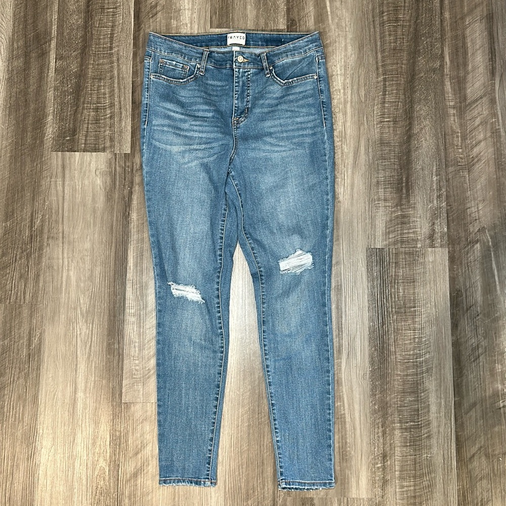 Frayed Jeans High Rise Skinny Distressed Jeans - 30